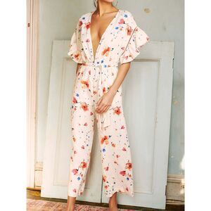 SAYLOR‎ Mae Floral Linen Jumpsuit Sz Large